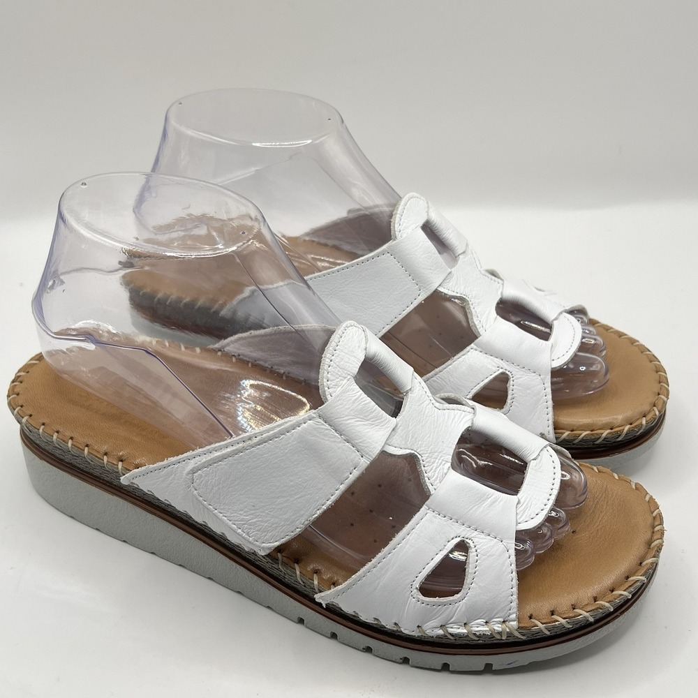 Spring Step Montera Leather Sandal EU 40/ US 9 White Wedge Heel Cushioned